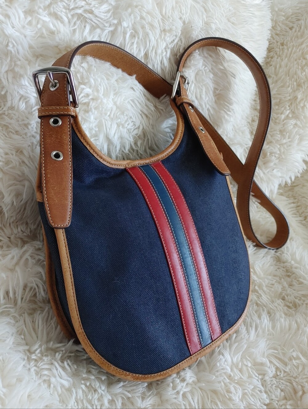 Coach Signature Denim Leather Crossbody Bag - Picture 12 of 16
